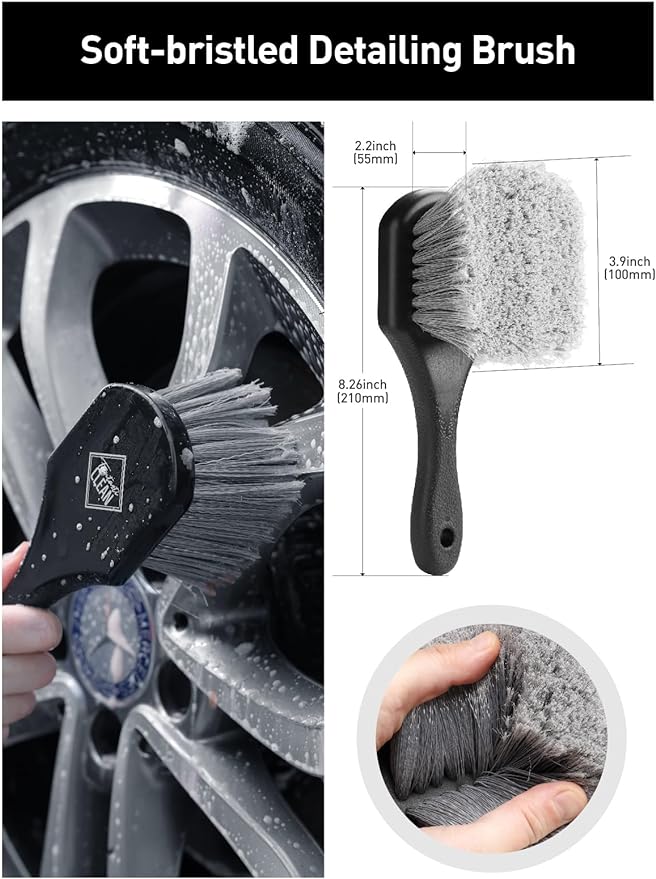 6PCS Car Wheel Brush Kit, Tire Brush for Cleaning Tires, Soft Rim Brush, Bendable Wheel Cleaner Brush, Double-Ended Detailing Brush, Applicator Pads, Wheel Brushes for Cleaning Wheels