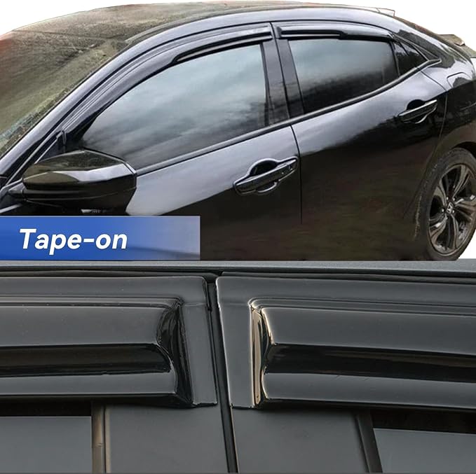 Tape On Window Visors Rain Guards Compatible with 2022-2025 Honda Civic Hatchback,Side Vent Visor Window Deflector Shade for Civic Hatchback LX Sport Touring EX-L 22-24,Truck Accessories-4pcs