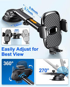 Car Phone Holder[Military-Grade 360°Suction Cup] Phone Holders for Your Car Universal Accessories Air Vent Dashboard Windshield Phone Mount Automotive Cradles Fit Shower & Wall Mounts iPhone