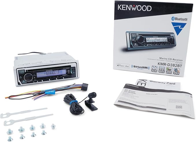 KMR-D382BT (50W x 4Ch) Single Din Car/Marine Stereo Head Unit with Bluetooth, Hands-Free Calling, CD Player, USB, AM/FM Radio, SiriusXM Ready, All-Weather in-Dash Boat & Car Audio Receiver