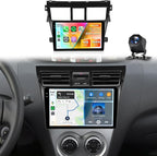 4G+128G Android 15 Car Stereo for Toyota Yaris Vios 2007-2014, Wireless Carplay Android Auto, 9'' in-Cell Screen Car Radio with GPS/Bluetooth 5.0/FM RDS/EQ/Wi-Fi Mirror Link Backup Camera SWC