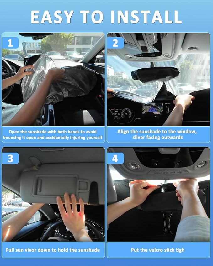 Windshield Sunshade for Volkswagen Golf Mk7 2013-2018 Sun Shade Car Windshield Upgrade 4 Layers Custom Fit Golf Mk7 Car Window Shade Blocks UV Rays Keep Cool Foldable Car Accessories