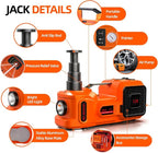Car Jack Electric Hydraulic Jack Kit 5Ton 155-450mm Lift Inflator LED Light Impact Wrench 12V Portable Outdoor Home Emergency Tire Change Roadside Rescue Set for Sedan SUV MPV Truck