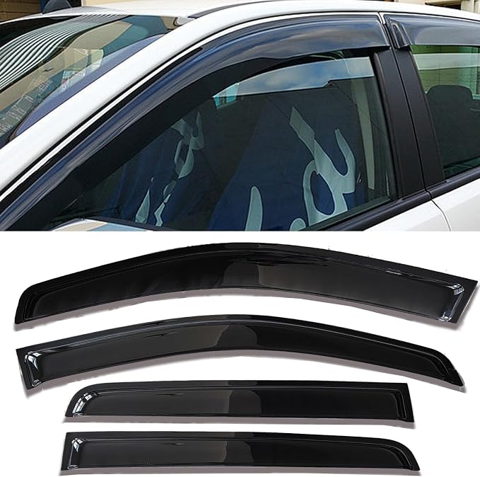 Side Window Visors rain Guards Vent Deflectors Compatible with Ford Ranger SuperCrew 2019-2024, Vent Deflector Window Rain Guard Sun Shade Visors, Car Accessories 4PCS 2019 2020 2021 2022 2023