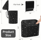 Bling Car Trash Can with Lid, Mini Vehicle Garbage Organizer Storage Bin Dustbin, Sparkling Crystal Rhinestone Holder Container with 30pcs Garbage Bags Car Accessories