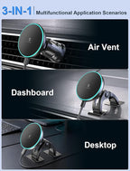for iPhone Magsafe Car Mount Charger, Wireless Car Charger Magnetic Car Phone Holder for Dash Air Vent-LED HandsFree Car Mount Fast Car Charger for iPhone 17/16/15/14/13/12 Series