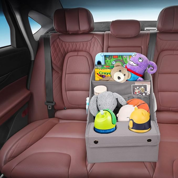 Car Seat Organizer - Backseat Organizer with 11 Storage Compartments and 2 Cup Holders for Travel, Kids