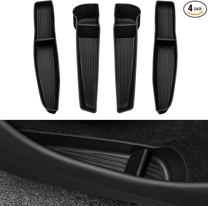 2026 Tesla Model Y Juniper & Model Y L Door Side Storage Box Door Pocket Liner Side Organizer Tray Waterproof TPE Front & Rear Model Y Juniper (Standard/Premium/Performance 2025/2026)