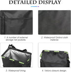 Fekey&JF Hanging Car Trash Can with Storage Pockets, Waterproof Leakproof Oxford Auto Garbage Bag, Multi-Use Organizer for Outdoor Traveling, Foldable Trash Bin for Truck, SUV, Home, Office (Red)