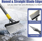 Garden Shovel: Heavy Duty Ice Scraper with Metal Flat Head, Multifunctional 60in Long Handle Floor Scraper for Breaking Removing Hard Ice on Driveway Walkway Road