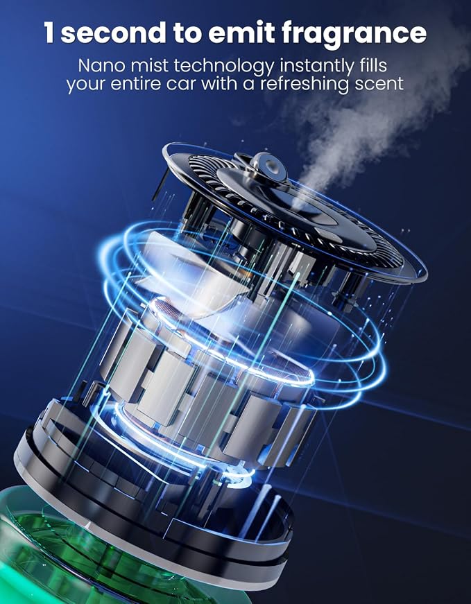 Smart Car Air Freshener Diffuser with Star Light, 120ml Perfume, Long Lasting, Auto On/Off, 4 Mist Modes, Rechargeable Car Aroma Diffuser Aromatizante Para Carro for Home, Office-Cologne