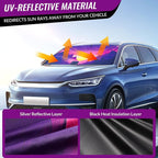 Car Windshield Sun Shade - Reflector Sunshade Offers Ultimate Protection for Car Interior, Cool Reflective Sun Blocker Fits Small Sedans, Mini SUVs
