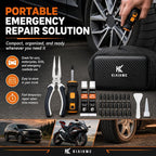 Tire Repair Screws Kit, Screw in Tire Plugs for Emergency Puncture Repair, Rubber Nail Screw in Tire Plug Kit with Pliers, Screwdriver & Rubber Cement for Tubeless Tires