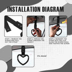 2PCS Heart Shaped Car Handle Straps, Rear Bumper Warning Keychain Ring for Car Exterior Accessories (Black)