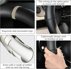 Black Beige Car Steering Wheel Cover, Nappa Leather, Bottom Color Blocking, Universal 14.5-15 Inch Leather Anti-Slip Breathable Auto Steering Wheel Covers for Men Women