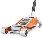 Floor Jack, 3 Ton Aluminum and Steel Low Profile Hydraulic Car Jack with Dual Pump System, Rapid Lift, Orange