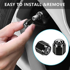 Tire Valve Stem Caps Cover for Acura Metal Car Wheel Air caps Auto Valve Stem Caps Accessories 4 Pack Black