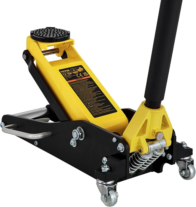 Low Profile Floor Jack 1.5 Ton (3300 LBS), Aluminum and Steel Race Ground Elevator with Dual Pistons Quick Lift Pump Auto Repair Car Maintenance, Lifting Range 3-3/20"-14-10/27"