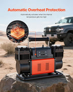 Dual-Cylinder Heavy Duty Air Compressor, 10.6CFM Auto-Stop Portable Tire Inflator, 12V 150PSI Offroad Air Pump with LCD Digital Display & Adapters for Truck Car SUV 4 x 4 Vehicle RV