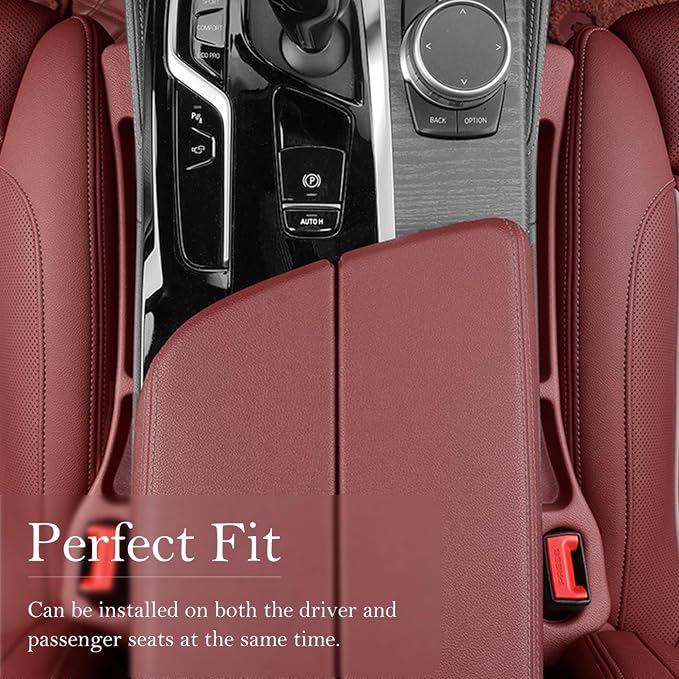 Car Seat Gap Filler 2-Pack, Universal Car Seat Gap Filler Organizer, Seat Gap Plug – Fills Gap Between Seat & Console (Red)