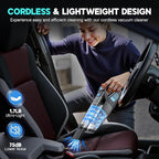Handheld Vacuum Cordless, 15000PA Strong Suction Hand Held Car Vacuum Cleaner Portable with Multi-Nozzles & Washable Filter, Lightweight Rechargeable Vacuum Cleaner for Home, Car, Office, Pets