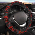 Cool Red Black and Gray Geometric Steering Wheel Cover for Women Men Girls Car Accessories Decor Anti-Slip Neoprene Auto Steering Wheel Covers Protector Universal 15 Inch