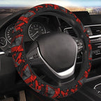 Cool Red Black and Gray Geometric Steering Wheel Cover for Women Men Girls Car Accessories Decor Anti-Slip Neoprene Auto Steering Wheel Covers Protector Universal 15 Inch