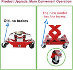 Transmission Jack 450 LBS Capacity: Low Profile Lift with 2M Safety Straps & 4 Brake Wheels, 7-23 Inch Range for Car & Truck Repair (Red)