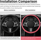Red Mesh Steering Wheel Cover, Universal 15 inch, Elastic Stretch Microfiber Breathable Ice Silk Cover, Anti-Slip, Odorless, Sweat Absorption, Warm in Winter and Cool in Summer