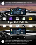 Carplay Screen for Car, 10.26" Wireless Car Play for Apple Carplay & Android Auto,4K Dash Cam,1080p Backup Camera DVR,Car Audio Receivers GPS Navigation Mirror Link, Bluetooth,FM, Siri