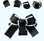 2PCS Car Seat Headrest Hooks, Car Purse Hook for Car, Cute Bow Car Rear Seat Storage Hooks, Interior Decorating Accessories for Purses, Bags, Umbrellas (Black-White)