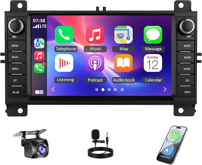 Upgrade Car Radio Stereo for Jeep Grand Cherokee 2011-2013 for Dodge Durango 2011-2013, 7" Touch Screen Stereo with Wireless Carplay/Android Auto 2+32GB EQ DSP Bluetooth FM Radio and HD Backup Camera
