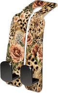 Car Seat Headrest Hook, Universal Leather Cute Hanger Holder Hook, Storage Organizer Interior Accessories for Purse Bags Handbag Luxury Leopard Rose