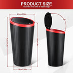 2PCS Car Trash Can with Lid, Leakproof Mini Garbage Bin for Car Cup Holder, Small Trash Can for Vehicle, Home & Office - Includes 60 Bags, Easy Clean (Black-Red)