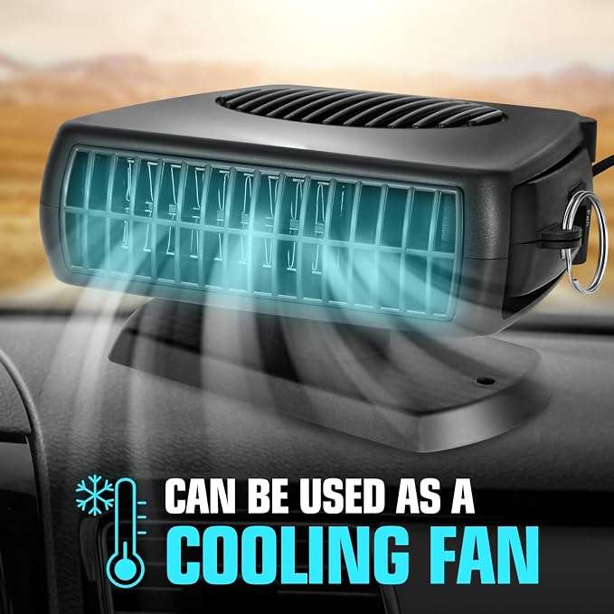 12V 170W Portable Car Heater, 2 in 1 Heating & Cooling, Electric Car Heaters Defroster with Plugs in Cigarette Lighter, fit The car of Fuse ≥ 15A, Fast Heating Defroster, 360° Rotation