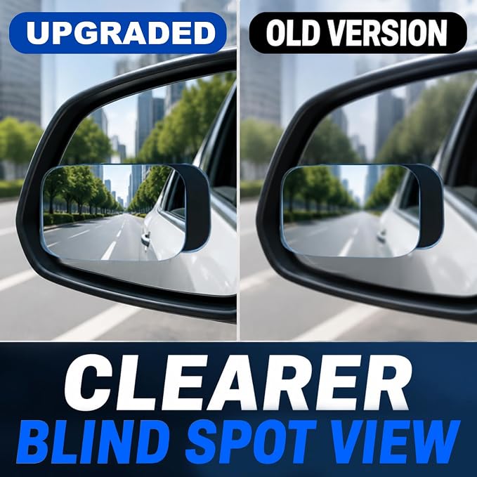 Blind Spot Mirrors - 2 Pack Rectangle HD Glass Frameless Convex Rear View Mirror with Wide Angle Adjustable Stick for Cars, Trucks, And Motorcycles Stuff Rearview Mirror Accessories Decor