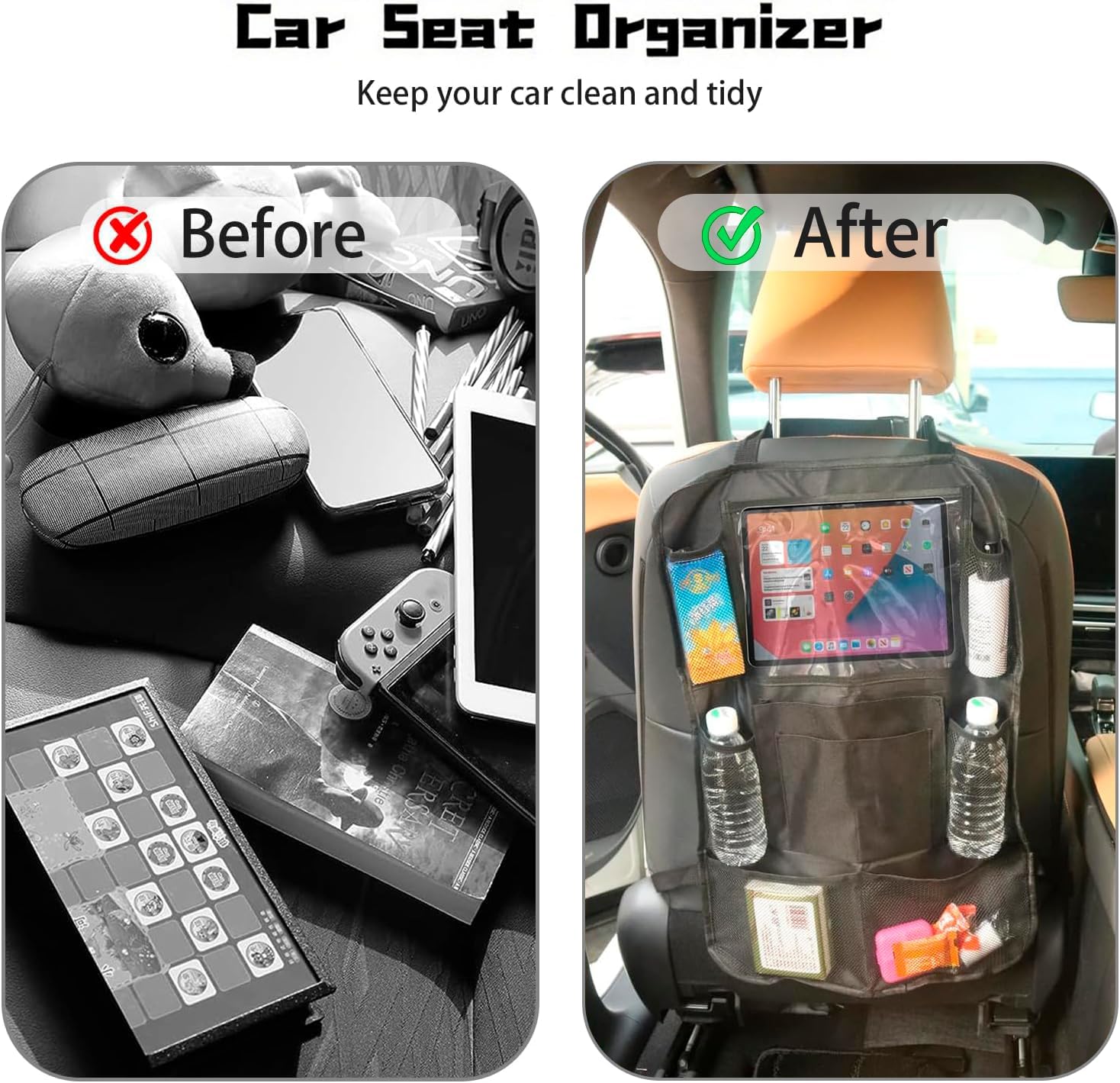 Backseat Car Organizer — Storage Bag with Tablet Holder
