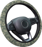 Dark Cottagecore Botanical Steering Wheel Cover, Non-Slip Polyester Wheel Grip, Universal 15 Inch Car Accessory