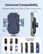 Car Phone Holder Mount (Strong Suction&Bumpy Road Stable) Phone Holders for Your Car, Cell Phone Car Mount for Windshield Dash Vent Truck Cradle Stand for iPhone 17 16 15 14 Pro Max, Blue