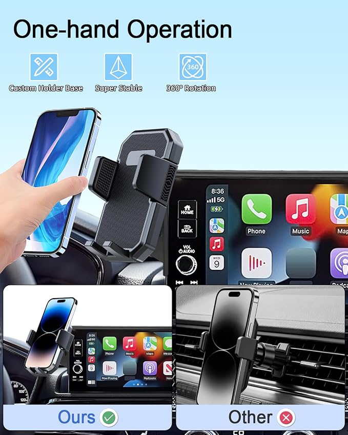 PZK Car Phone Mount for BMW X5 2024-2026 X6/ BMW X7 2023-2026 Accessories | Custom 14.9-inch Screen Auto Lock Car Phone Holder 360° Rotating Extension Rod Hands-Free Not Affect Air Vent Cradles