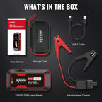 ET03 4000A Car Jump Starter Jump Starter Battery Pack for Up to 8.0L Gas and 7.0L Diesel Engines, 74Wh Portable 12V Jump Box with USB Ports, LCD Display, Storage Case, and LED Light