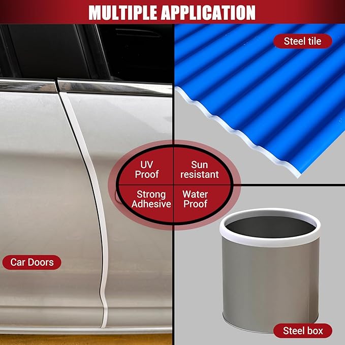 Rubber Edge Trim, Flexible Baby Proof Edge Trims for Sharp Edges, 1/16" U Channel Edge Protector, Self-Adhesive Edge Guards for Car Doors and Sheet Metal Parts, 10Ft, White Color, Silicone Material