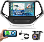 4+64G Android Car Stereo for Jeep Cherokee Sport 2014 2015 2016 2017 with Wireless Carplay/Android Auto - 10 Inch HD Touchscreen Radio with 32EQ DSP/5G WiFi/GPS/SWC + AHD Rear View Camera