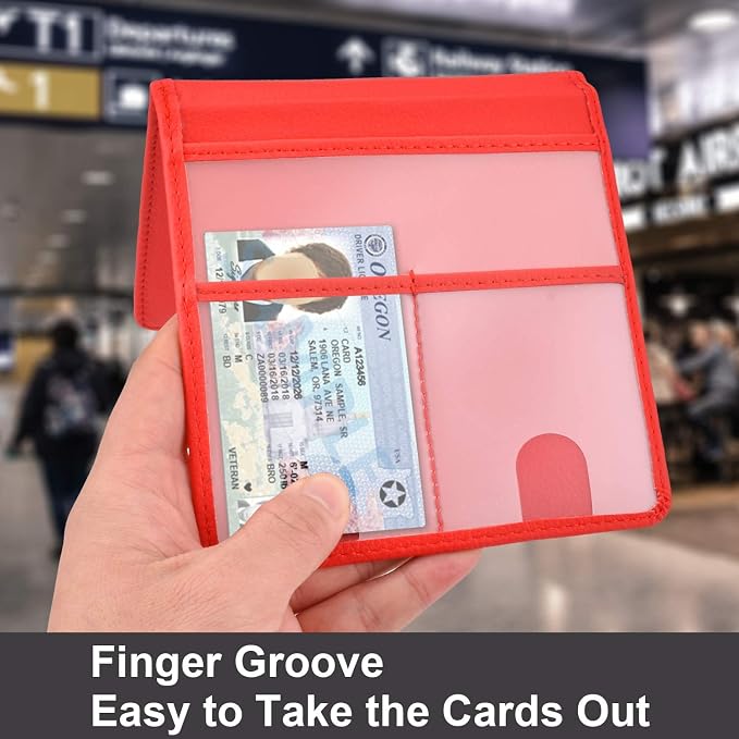 Car Registration and Insurance Holder, Vehicle Glove Box Car Organizer Men Women Wallet Accessories Case for Cards, Essential Document, Driver License, Red