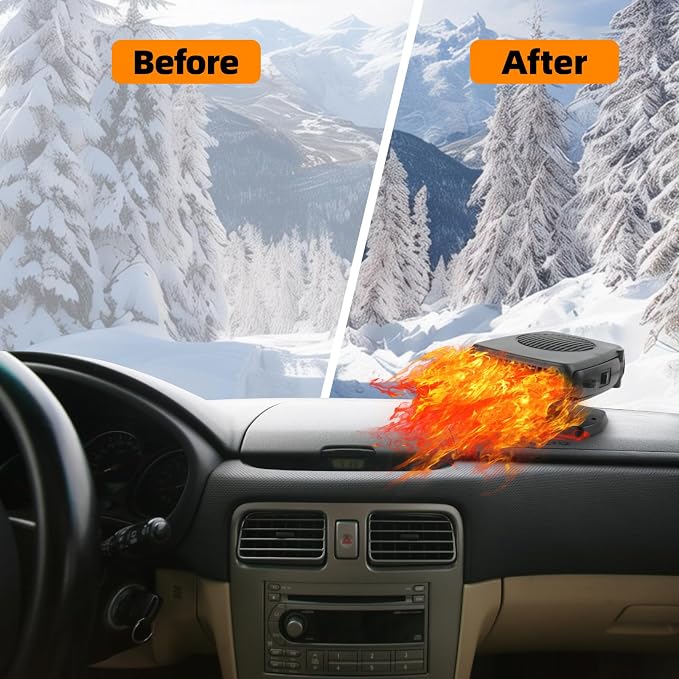 Car Heater, 12V 200W Portable Fast Defroster and Defogger, 2026 New Upgrade 2-in-1 Heater & Cool Fan with Handle, Plug into Cigarette Lighter for Car, SUV, Truck