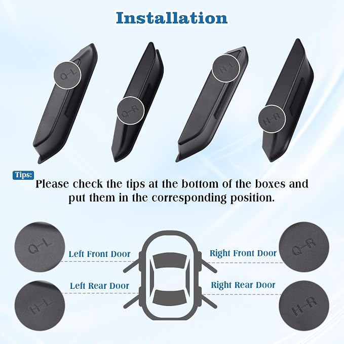 1797 4 Door Handle Storage Box fit for Ford Bronco 2021 2022 2023 2024 2025 2026 Accessories Car Pocket Organizer with Anti-Slip Black ABS Plastic-4pcs/Set (Not for Sport/2 Door)