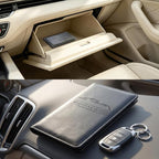 Premium Car Registration & Insurance Card Holder with Magnetic Shut, Vehicle Glove Box Car Organizer - For Documents, Cards, License (Cowhide Black)