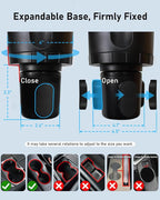 Car Cup Holder Expander with Phone Holder | 2 in 1 Car Phone Mount & Cup Holder, Adjustable 360° Rotation Gooseneck, U-shaped Handle Slot, Fits Phone and Drinking Bottle