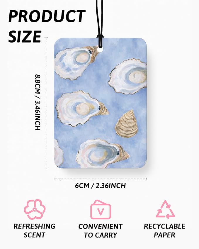 Blue Beach Car Air Freshener 4 Pcs Coconut Scented, Coastal Seafish Hydrangea Floral Car Accessories Mirror Decor for Women, Girly Beachy Hanging Air Freshener for Cars Closet Drawer Books