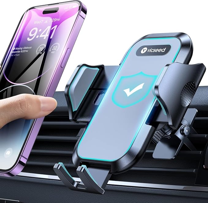 Upgrade Ultra Stable Car Phone Holder Mount【Double Lock Metal Clip】 Universal Air Vent Phone Mount,Mobile Cell Phone Holder for Your Car,for iPhone 17 Pro Max 16 and All Phone